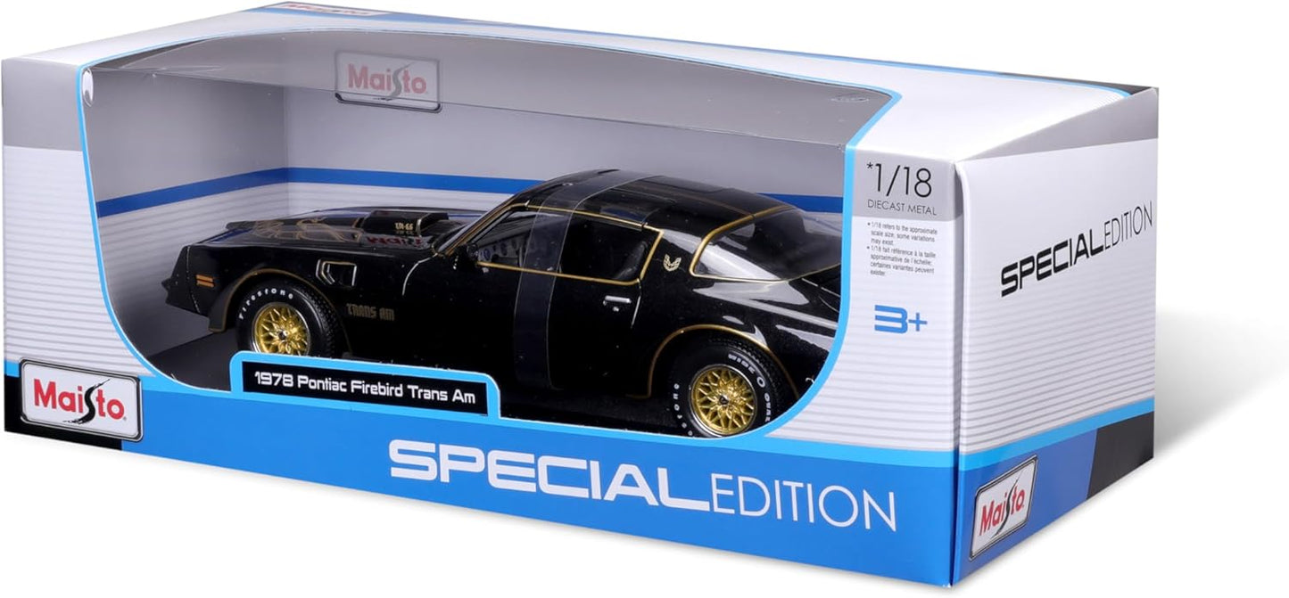 Maisto 1:18 SE 1978 Pontiac Firebird Trans Am Black & Gold Rear Edition – Diecast Model Car (Special Edition Classic American Muscle)