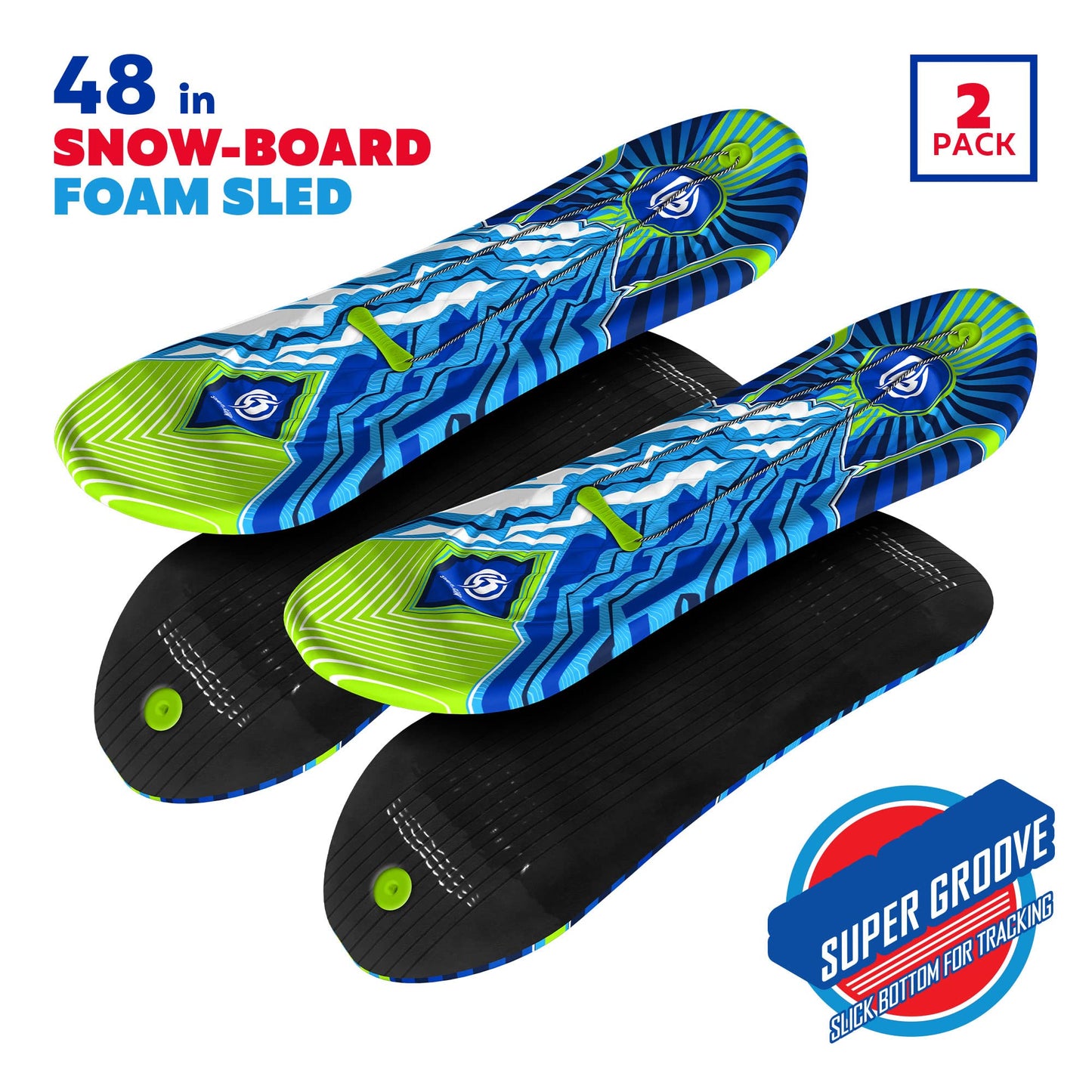 Sno-Storm 48" Snowboard 2PK // Foam Soft Winter Snow Sled for Adults and Kids, Mix (709960)