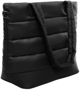 Lolë Puffer Tote Bag – Quilted Lightweight Shoulder & Crossbody Bag with Laptop Pocket, Adjustable Strap & Luggage Strap