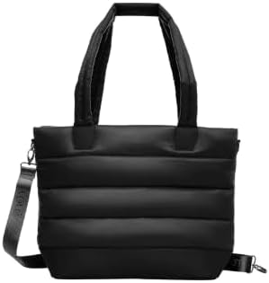 Lolë Puffer Tote Bag – Quilted Lightweight Shoulder & Crossbody Bag with Laptop Pocket, Adjustable Strap & Luggage Strap