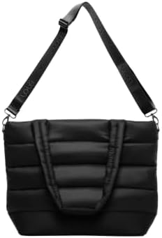 Lolë Puffer Tote Bag – Quilted Lightweight Shoulder & Crossbody Bag with Laptop Pocket, Adjustable Strap & Luggage Strap