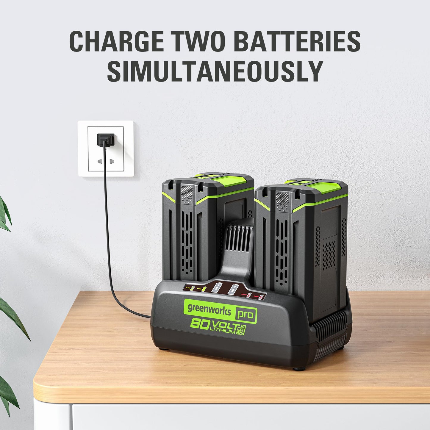 Greenworks 80V Dual Port Rapid Charger Black