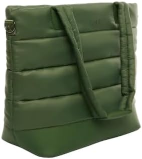 Lolë Puffer Tote Bag – Quilted Lightweight Shoulder & Crossbody Bag with Laptop Pocket, Adjustable Strap & Luggage Strap