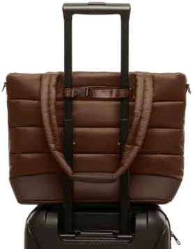 Lolë Puffer Tote Bag – Quilted Lightweight Shoulder & Crossbody Bag with Laptop Pocket, Adjustable Strap & Luggage Strap