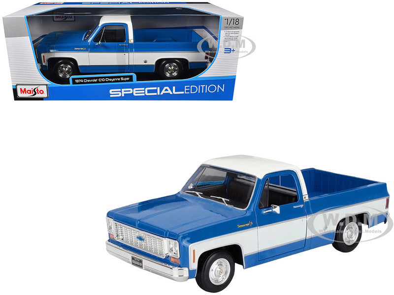 Maisto 1:18 1974 Chevrolet C10 Cheyenne Die-Cast Pickup Model Truck – Blue