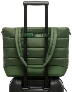 Lolë Puffer Tote Bag – Quilted Lightweight Shoulder & Crossbody Bag with Laptop Pocket, Adjustable Strap & Luggage Strap