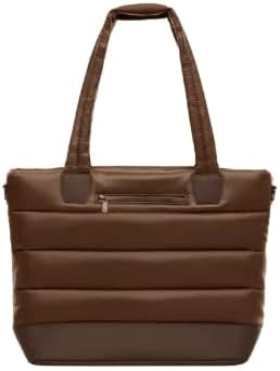 Lolë Puffer Tote Bag – Quilted Lightweight Shoulder & Crossbody Bag with Laptop Pocket, Adjustable Strap & Luggage Strap