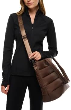 Lolë Puffer Tote Bag – Quilted Lightweight Shoulder & Crossbody Bag with Laptop Pocket, Adjustable Strap & Luggage Strap