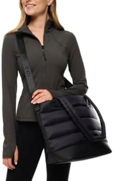 Lolë Puffer Tote Bag – Quilted Lightweight Shoulder & Crossbody Bag with Laptop Pocket, Adjustable Strap & Luggage Strap