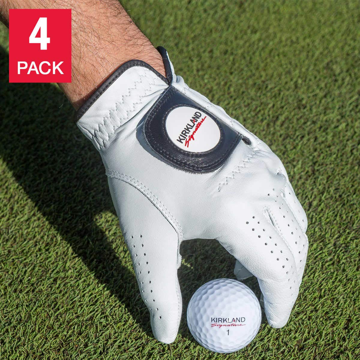 Kirkland Signature Cabretta Leather Golf Gloves 4-Pack (Large, Right)