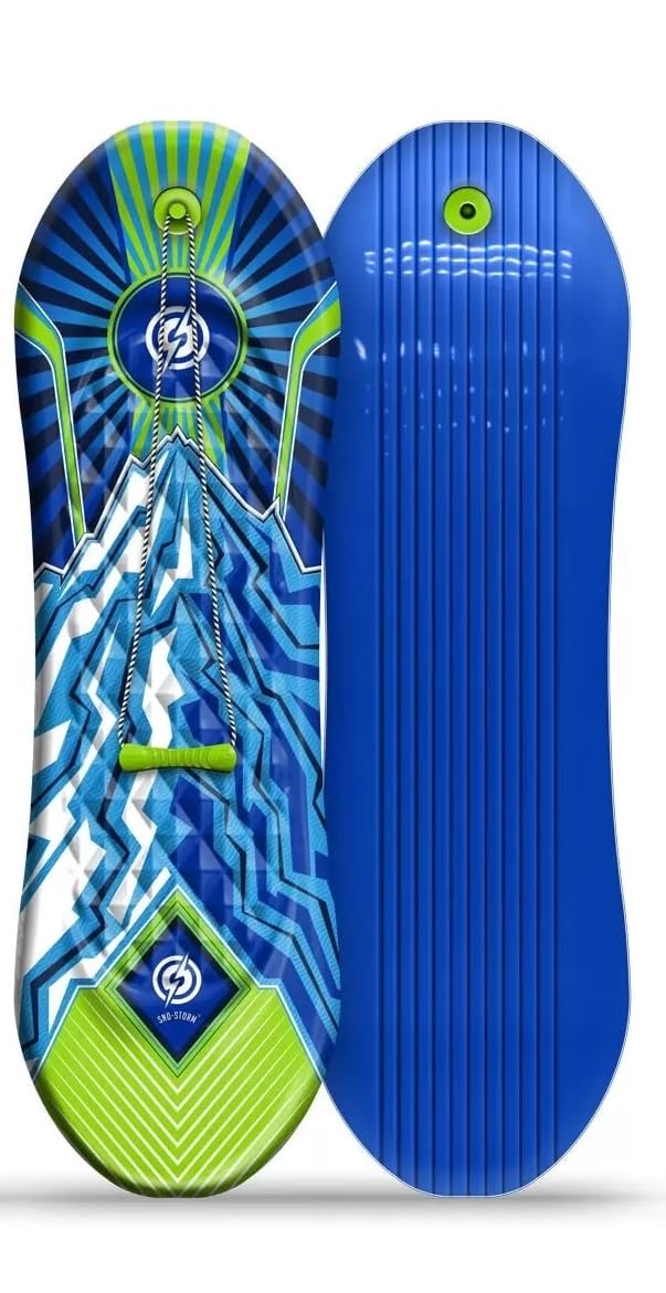 Sno-Storm Premium Foam Snowboard Sled 2-Pack | Tow Rope and Handle | Sized for Youth and Adults | Contoured Foot Deck Design | 48in-122cm Design Length