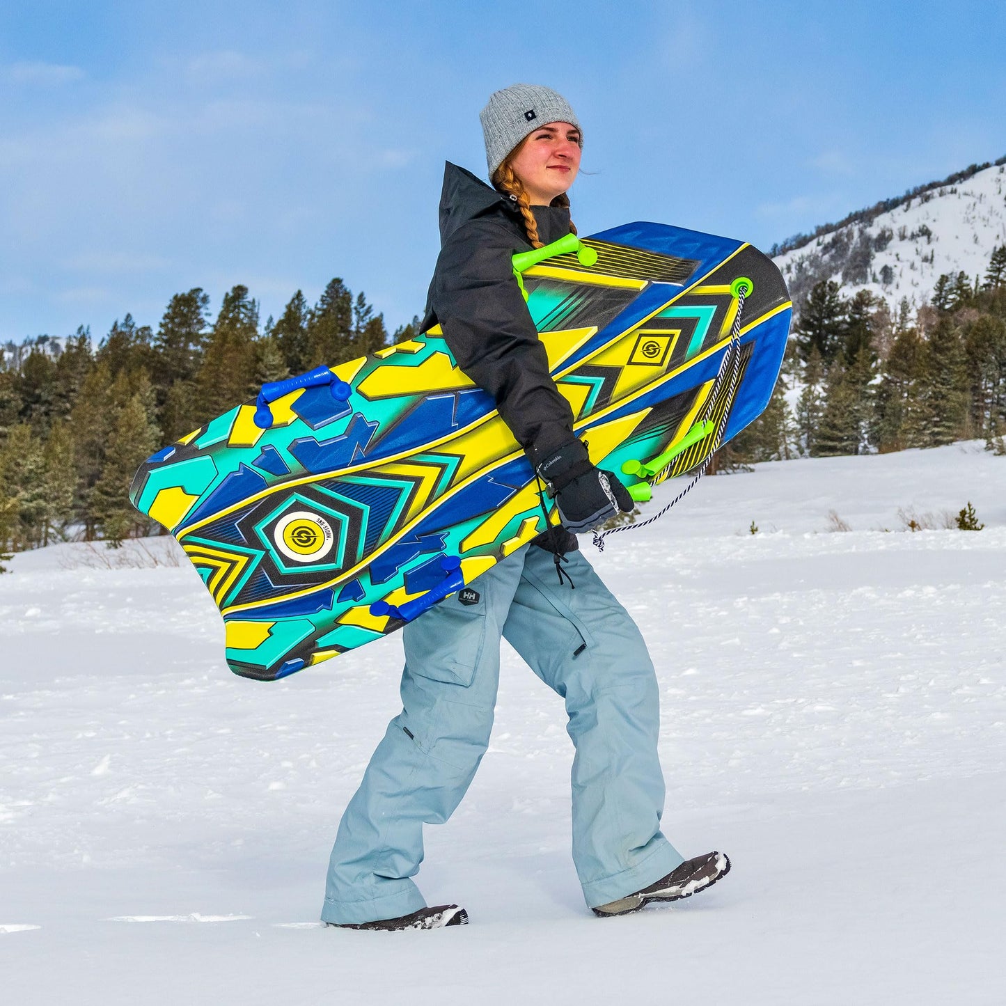 Sno-Storm Premium Foam Sno-Storm Snow Sled | Superior Foam Recreational Snow sled | Tow Rope and Handles | Sized for Youth and Adults | Contoured Deck Design | 50in-127cm Design Length