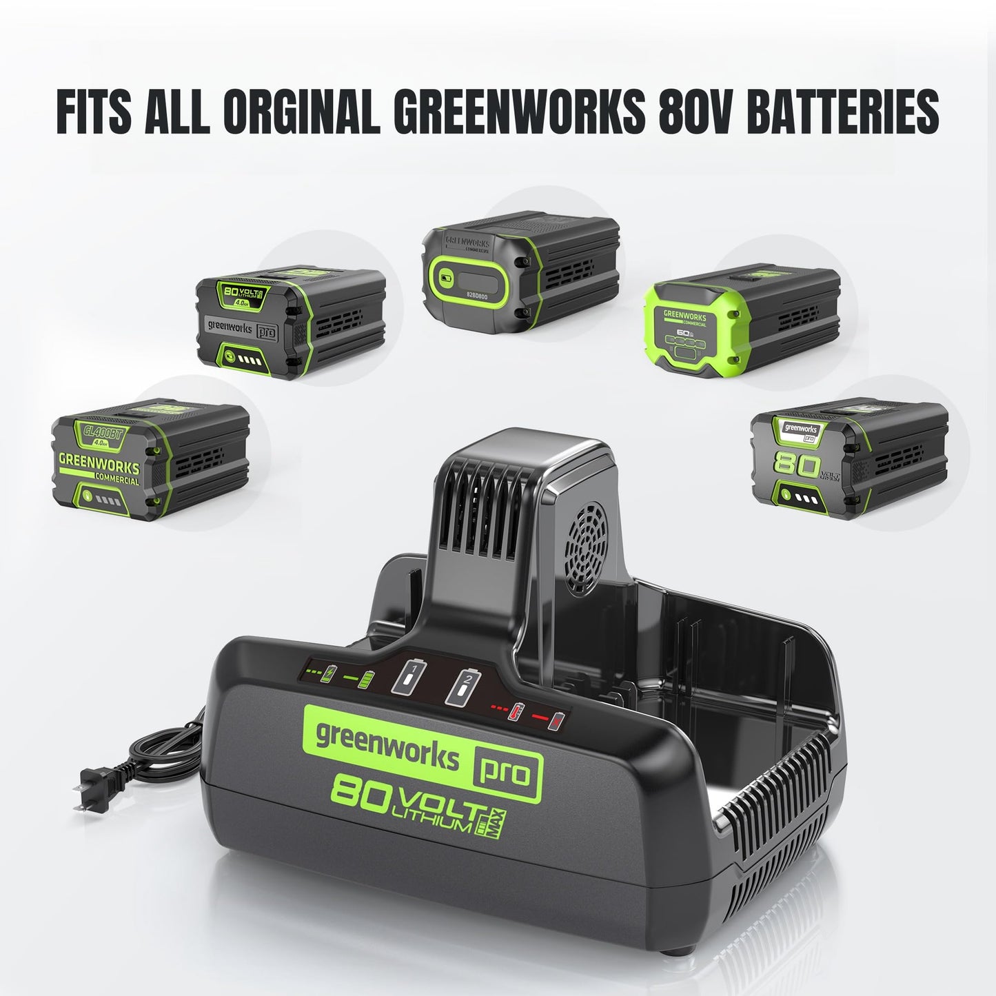 Greenworks 80V Dual Port Rapid Charger Black