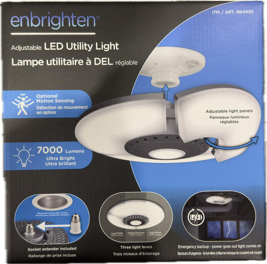 Enbrighten Adjustable Motion-Sensing LED Utility Light – Power-Failure Backup & 3 Light Settings
