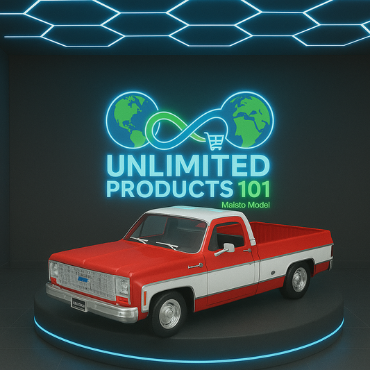Model truck on a dark background with 'Unlimited Products 101' logo.