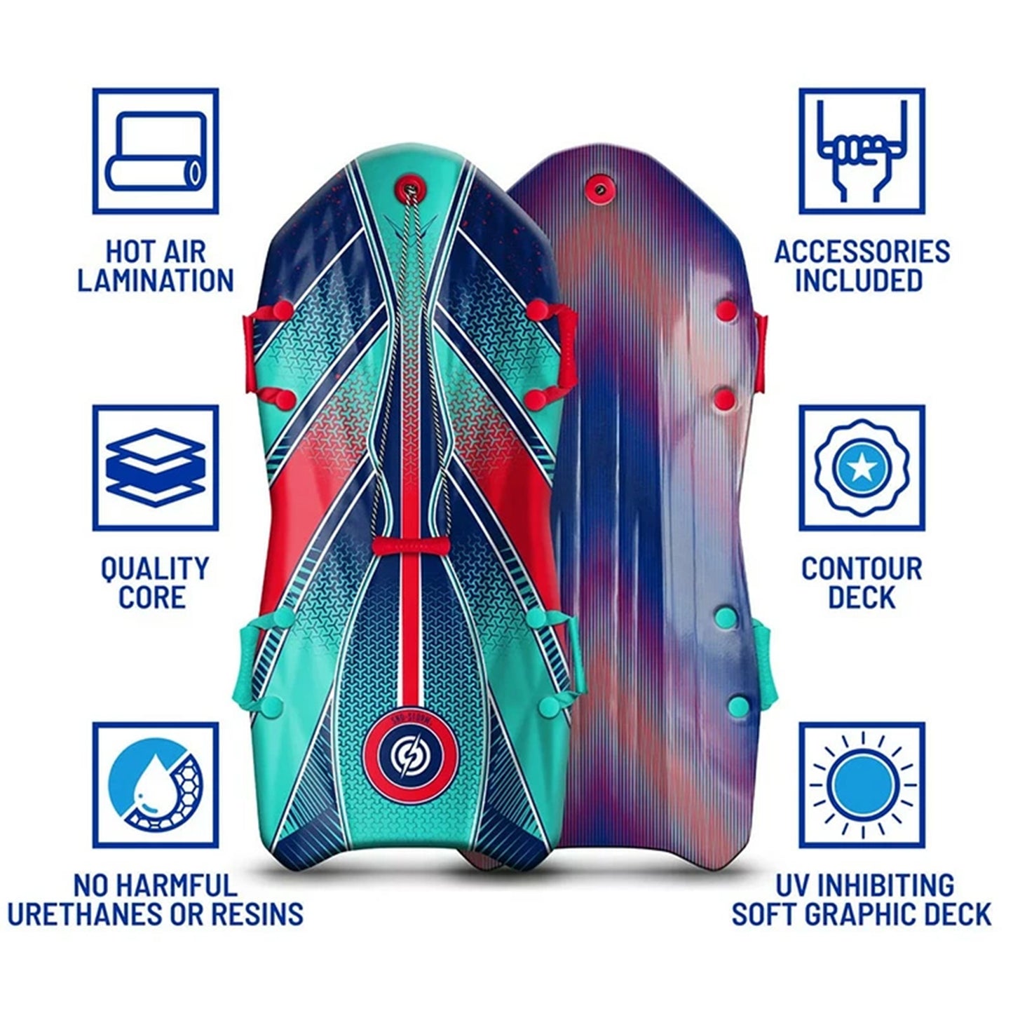 Sno-Storm Premium Foam Snow Sled 2-Pack – 50" Contoured Deck, Tow Rope & Handles – Lightweight Foam Sled for Kids & Adults – Durable Winter Snow Sledding Set