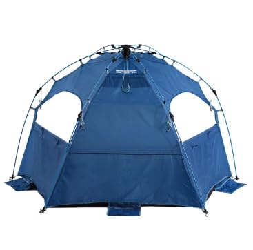 Quick Set-Up Outdoor Shelter with Clip-Up Porch – UPF 50+ Instant Shade Tent – 3-Wall Pop-Up Canopy with Awning, Windows & Sandbags for Beach, Camping, Backyard