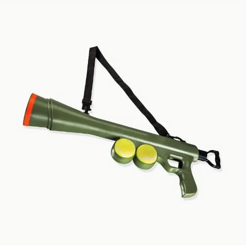 Tennis Ball Launcher for Dogs – Manual Pet Tennis Ball Thrower with Shoulder Strap & 2 Tennis Balls – Battery‑Free Interactive Fetch & Training Tool