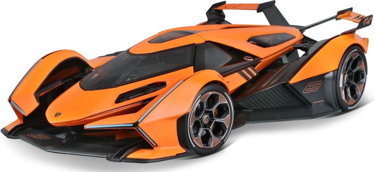 Orange and black futuristic sports car on a white background