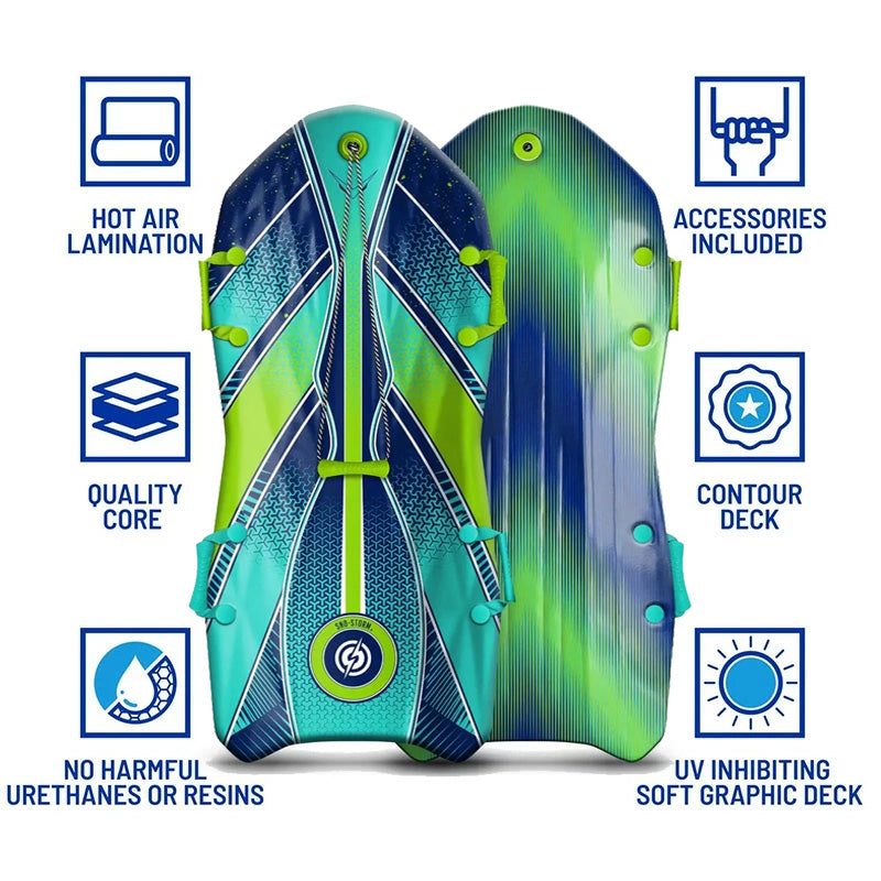 Sno-Storm Premium Foam Snow Sled 2-Pack – 50" Contoured Deck, Tow Rope & Handles – Lightweight Foam Sled for Kids & Adults – Durable Winter Snow Sledding Set