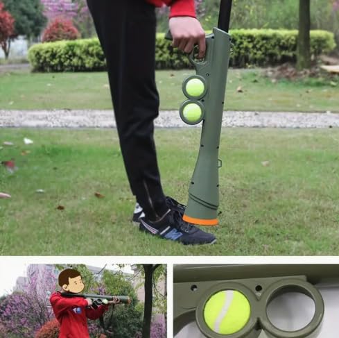 Tennis Ball Launcher for Dogs – Manual Pet Tennis Ball Thrower with Shoulder Strap & 2 Tennis Balls – Battery‑Free Interactive Fetch & Training Tool