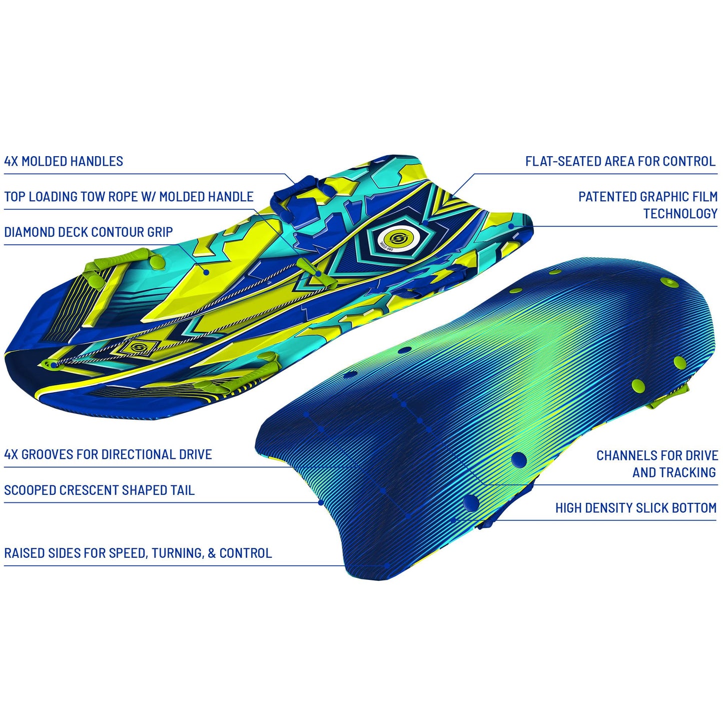 Sno-Storm Premium Foam Sno-Storm Snow Sled | Superior Foam Recreational Snow sled | Tow Rope and Handles | Sized for Youth and Adults | Contoured Deck Design | 50in-127cm Design Length