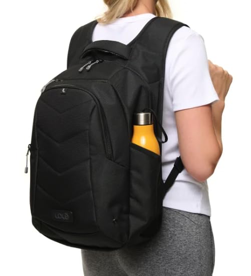 Lole Expandable Backpack with Padded Laptop Sleeve, Bottle Pocket & Emergency Whistle – Made in Vietnam - Black (Black)